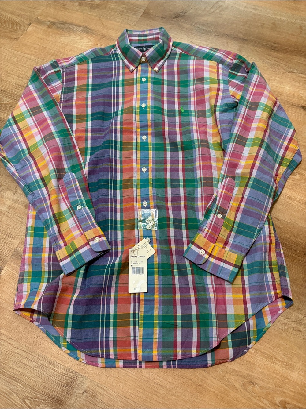 Vintage Ralph Lauren Classic Fit Multicolor Plaid Button Up Shirt Medium
